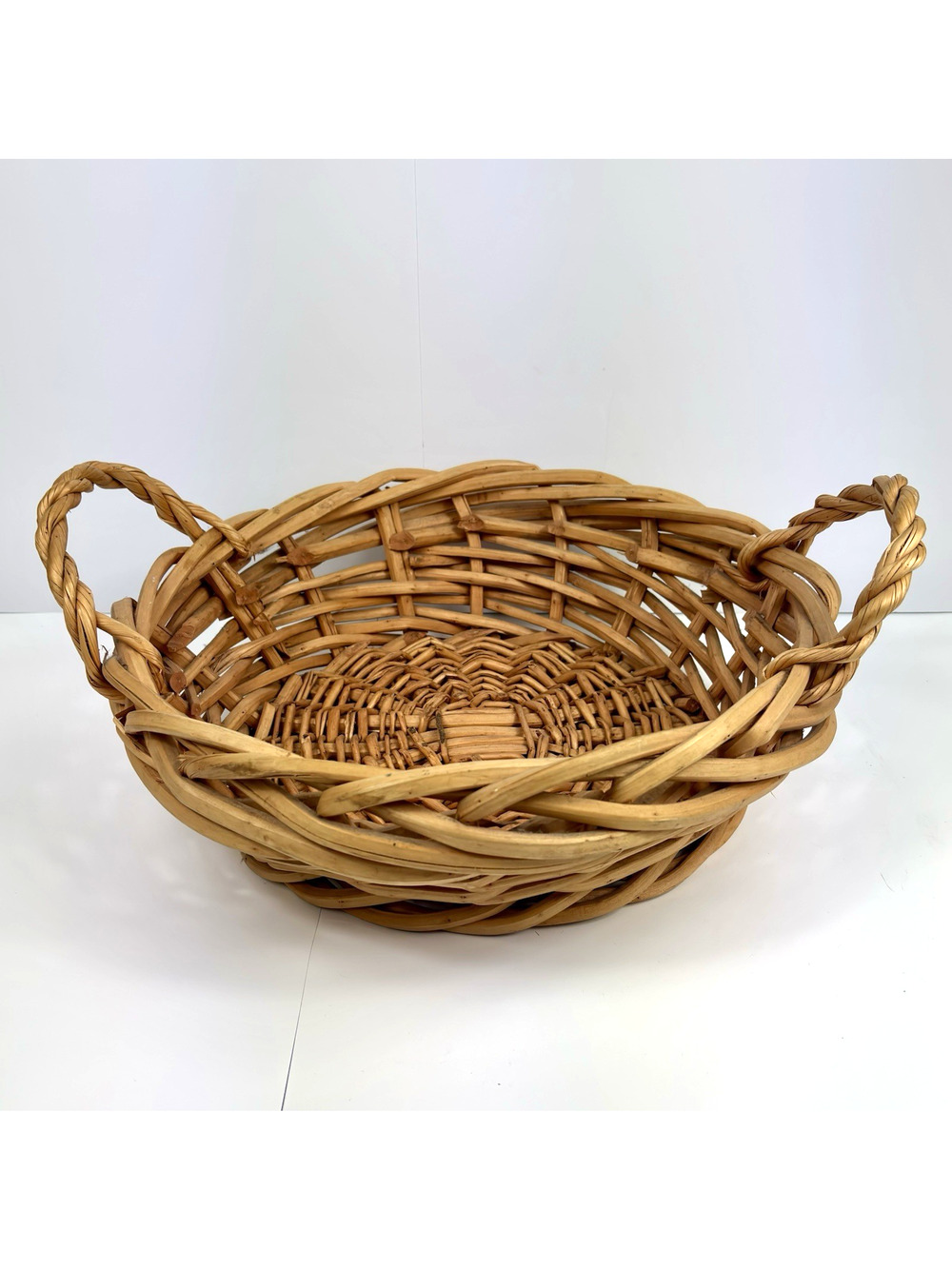 Lg Vintage Rustic Chunky Basket Dual Handles Decorative Storage Handle Farmhouse